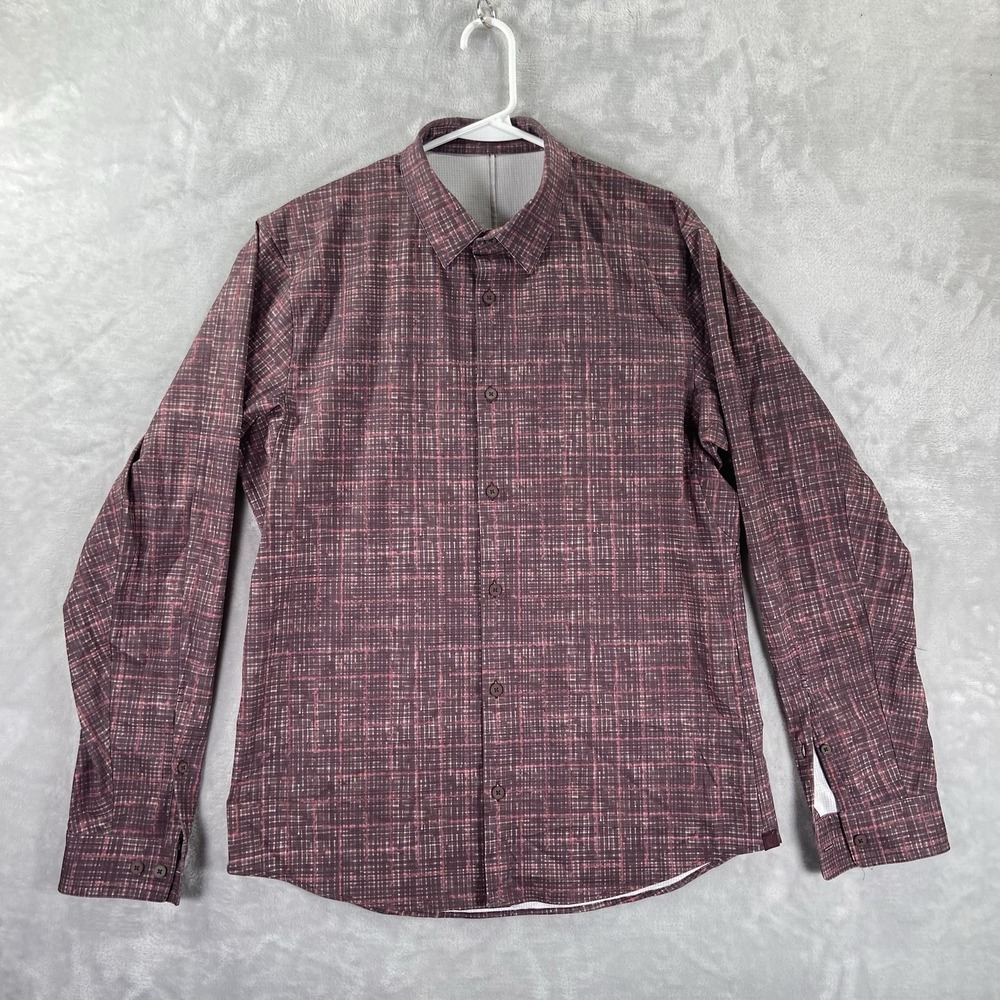 Lululemon Shirt mens Medium Button Up Airing Easy Long Sleeve Marker Check Plaid